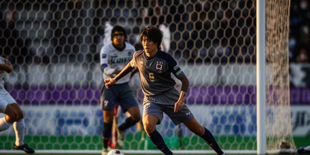 奈良県高校サッカー選手権でゴール前を守るディフェンダーの選手